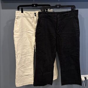 2 Everlane sz 14 Off-White & Black The Organic Kick Flare Pant Cropped High Rise